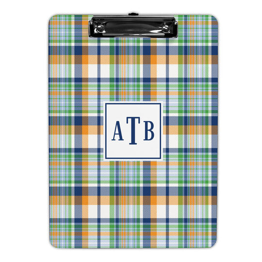 Navy and Orange Madras Plaid Clipboards